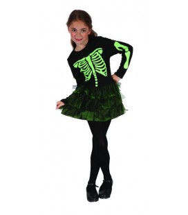 Green SkeletonGirl Costume for kids 5-6 years