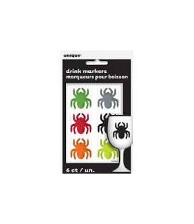 6 Spider Cling Drink Markers