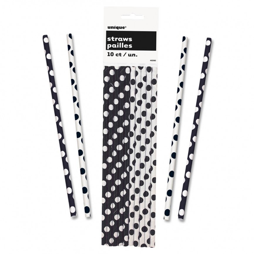 10 Black Halloween Paper Straws