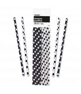 10 Black Halloween Paper Straws