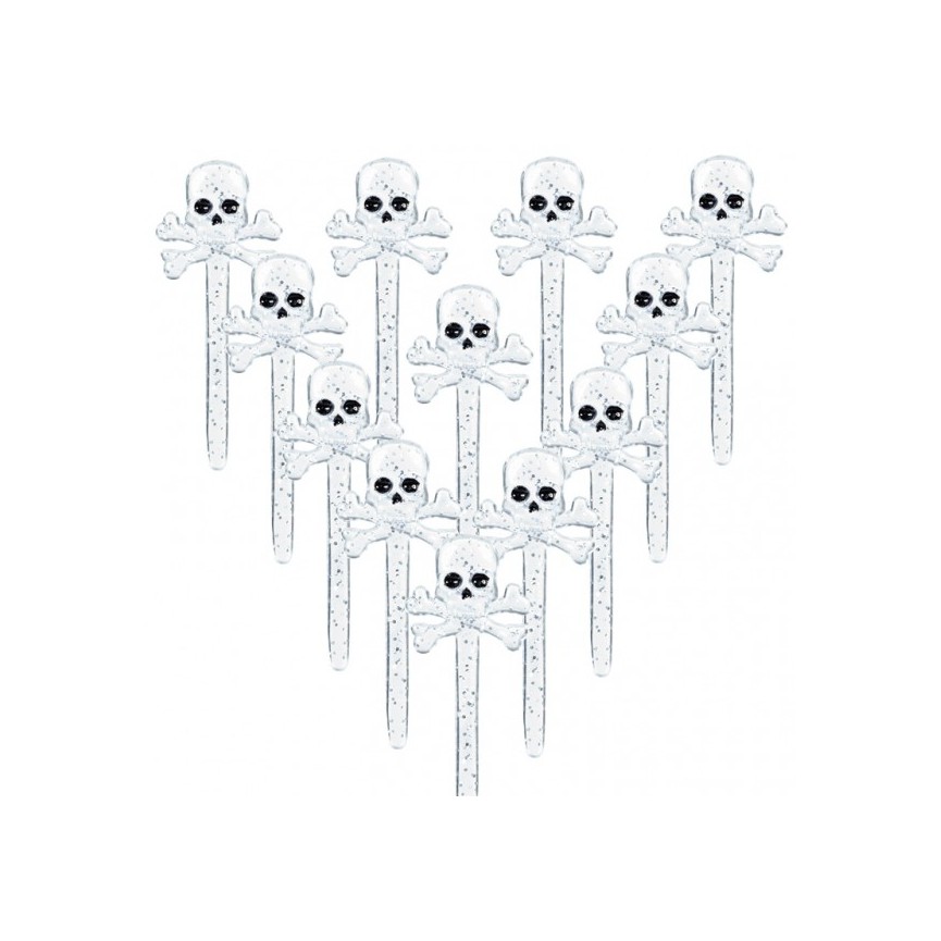 12 Skull & Crossbones Electroplated Party Picks 12 Skull & Crossbones Electroplated Party Picks