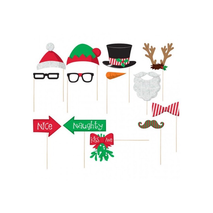 Photo Booth Kit Christmas 13 Pieces