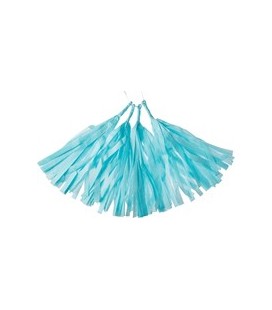 4 Light Blue Tassels