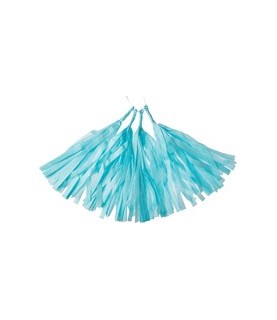 4 Light Blue Tassels