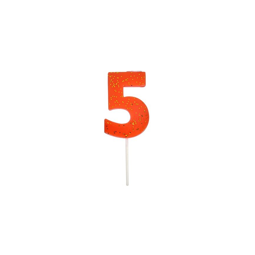 Number 5 Coral Candle