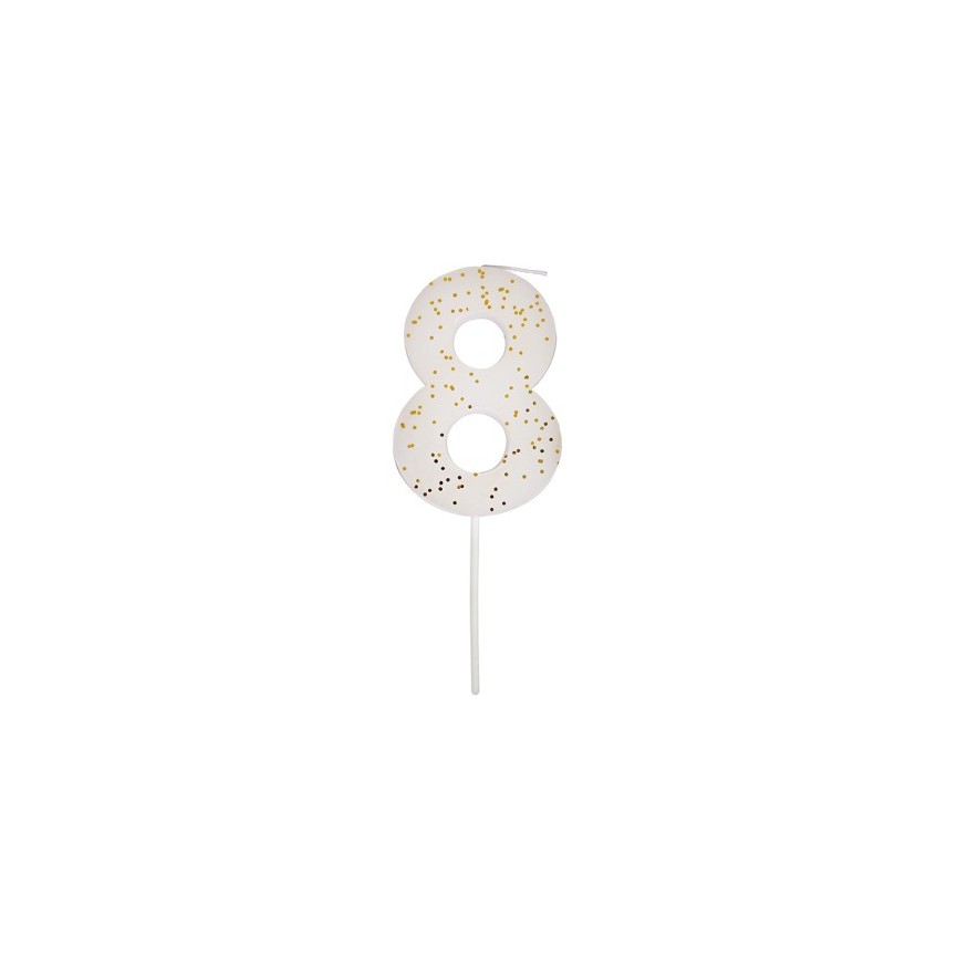 Number 8 White Candle