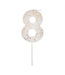Number 8 White Candle