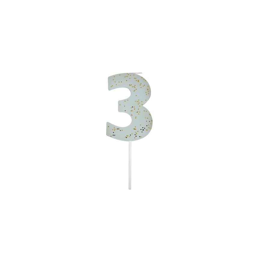 Number 3 Blue Candle