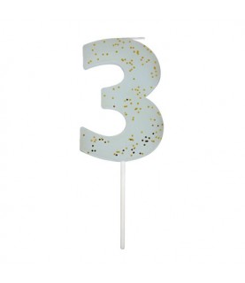 Number 3 Blue Candle