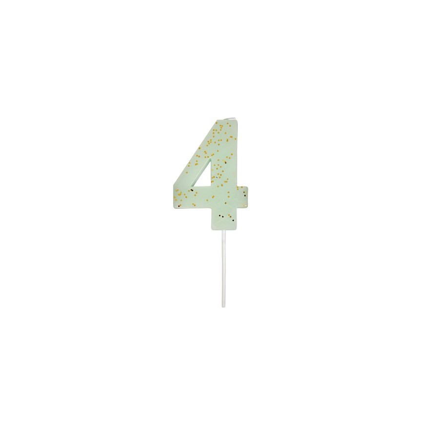 Number 4 Mint Candle