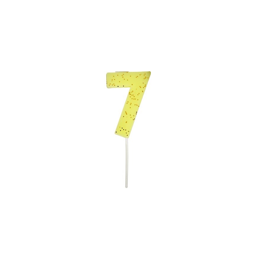 Number 7 Yellow Candle