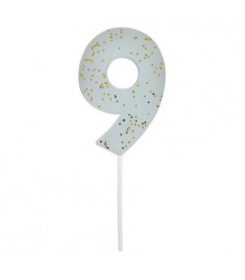 Number 9 Blue Candle