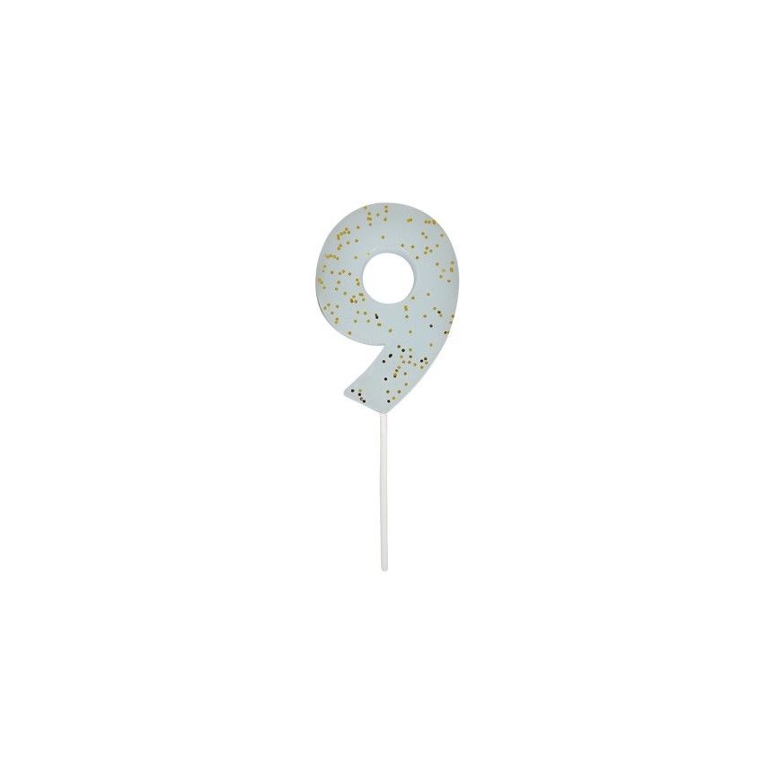 Number 9 Blue Candle