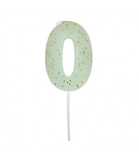 Number 0 Mint Candle
