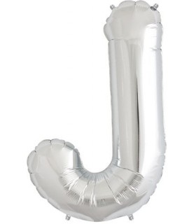 Silver J Mylar Balloon
