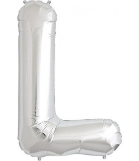Silver L Mylar Balloon