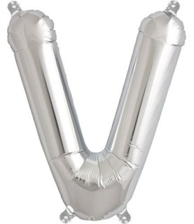 Silver V Mylar Balloon