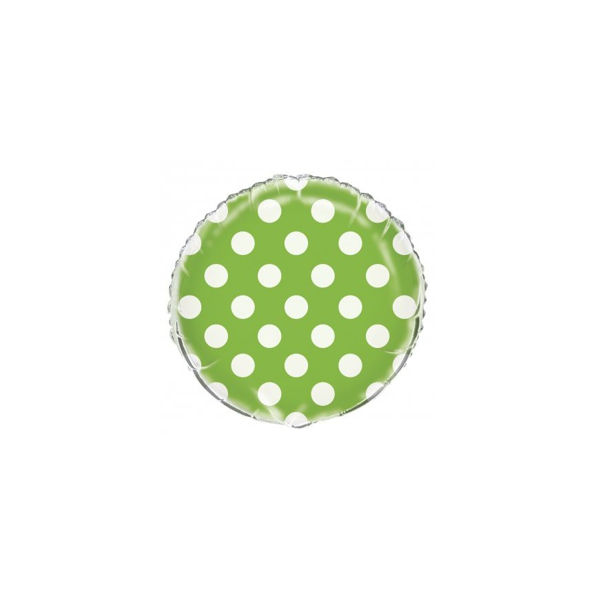 Lime Polka Dots Mylar Balloon