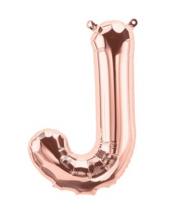 Rose Gold J Mylar Balloon