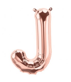 Rose Gold J Mylar Balloon