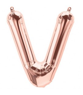 Rose Gold V Mylar Balloon