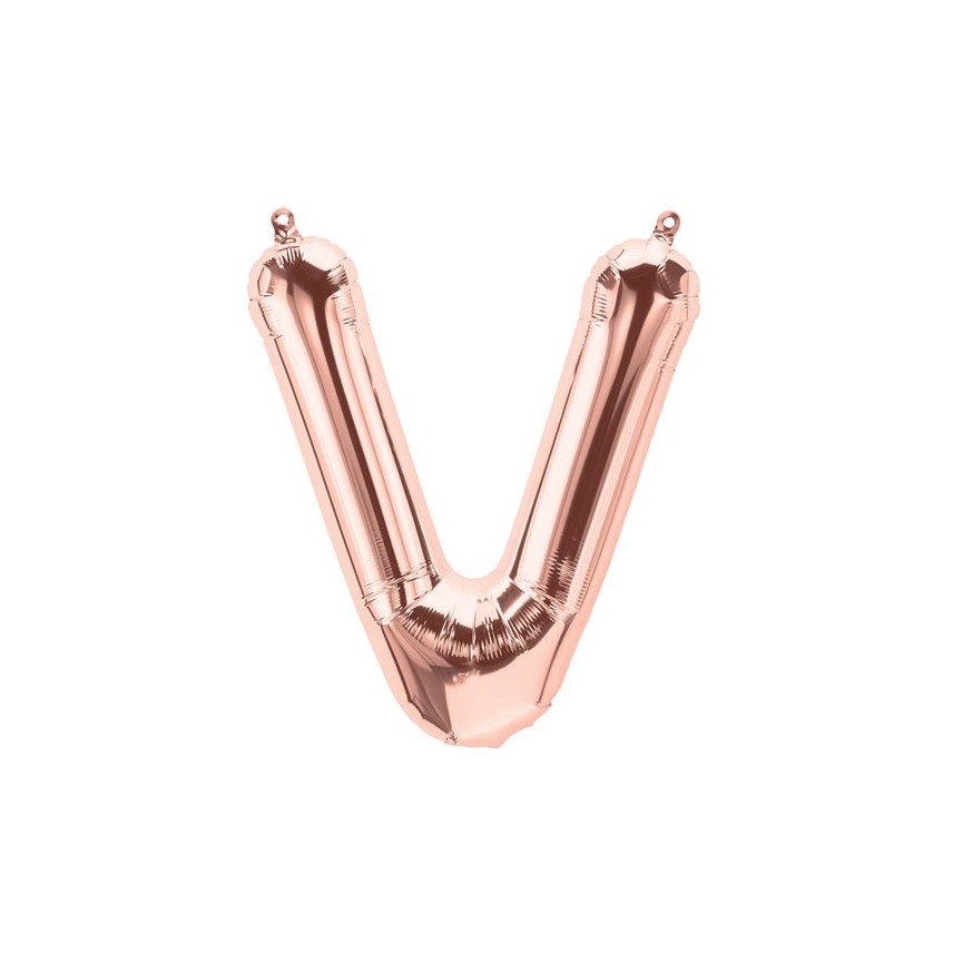 Rose Gold V Mylar Balloon