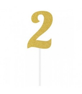 Gold Glitter Topper Number 2