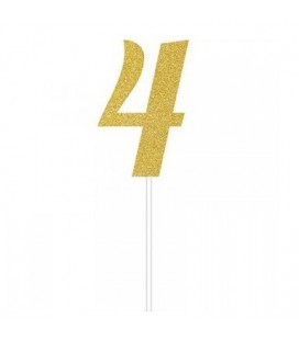 Gold Glitter Topper Number 4
