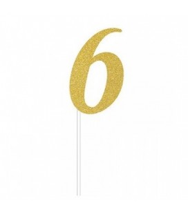 Gold Glitter Topper Chiffre 6