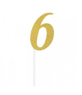 Gold Glitter Topper Chiffre 6