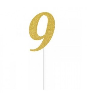 Gold Glitter Topper Number 9
