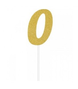 Gold Glitter Topper Chiffre 0