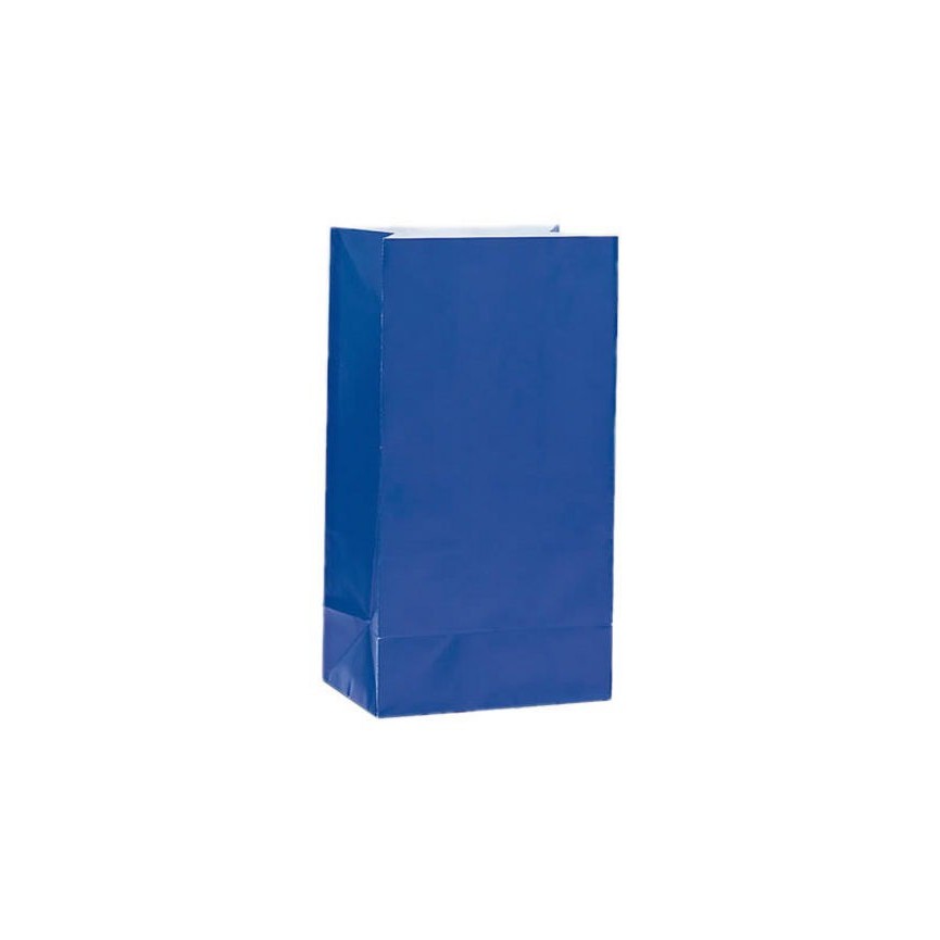 12 Pochettes Cadeaux Papier Bleu Royal