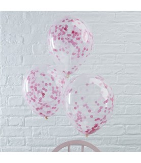 6 Ballons Confettis Roses