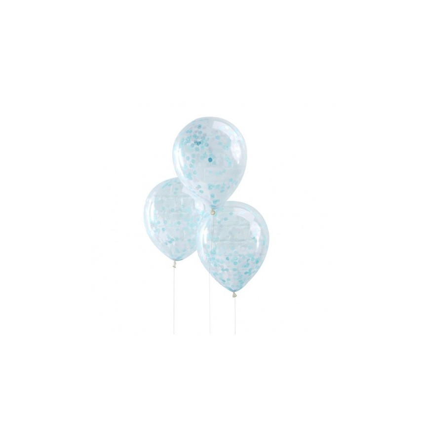 5 Blau Konfetti-Luftballons