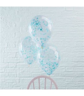 5 Blue Confetti Balloons