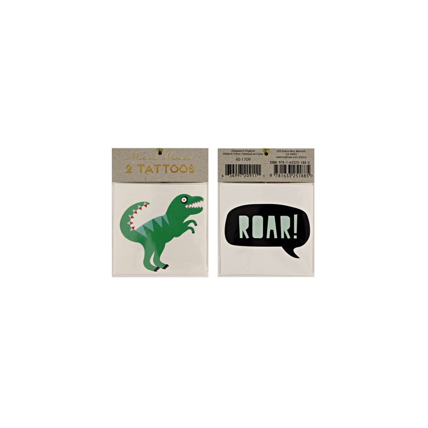 2 Roar Dino Temporary Tattoos