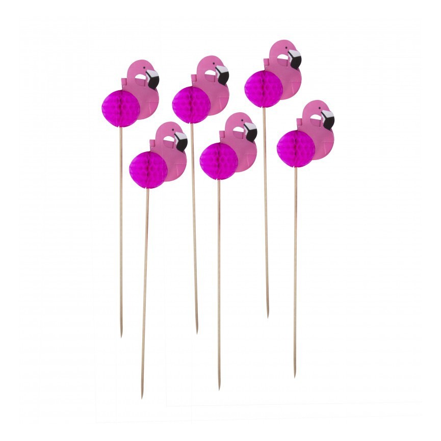 12 Rosa Flamingo Toppers