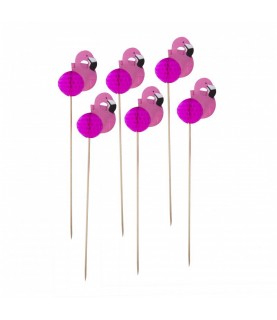 12 Rosa Flamingo Toppers