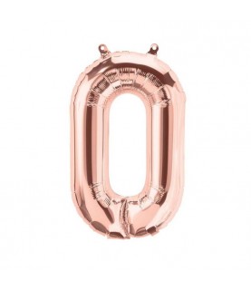 Rose Gold Mylar Ballon Number 0