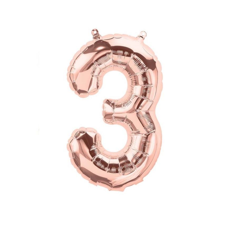 Rose Gold Mylar Ballon Number 3