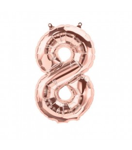 Rose Gold Mylar Ballon Number 8