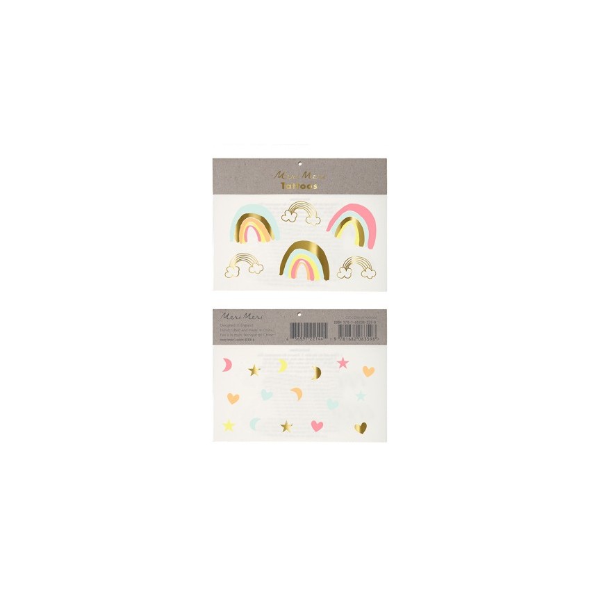 2 Neon Rainbow Temporary Tattoos