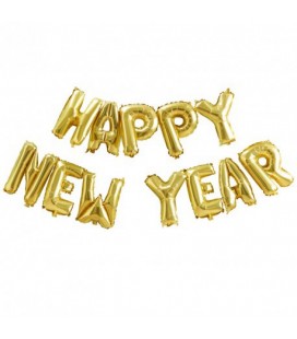 Happy New Year Gold Mylar Balloons