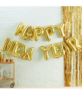 Happy New Year Gold Mylar Balloons