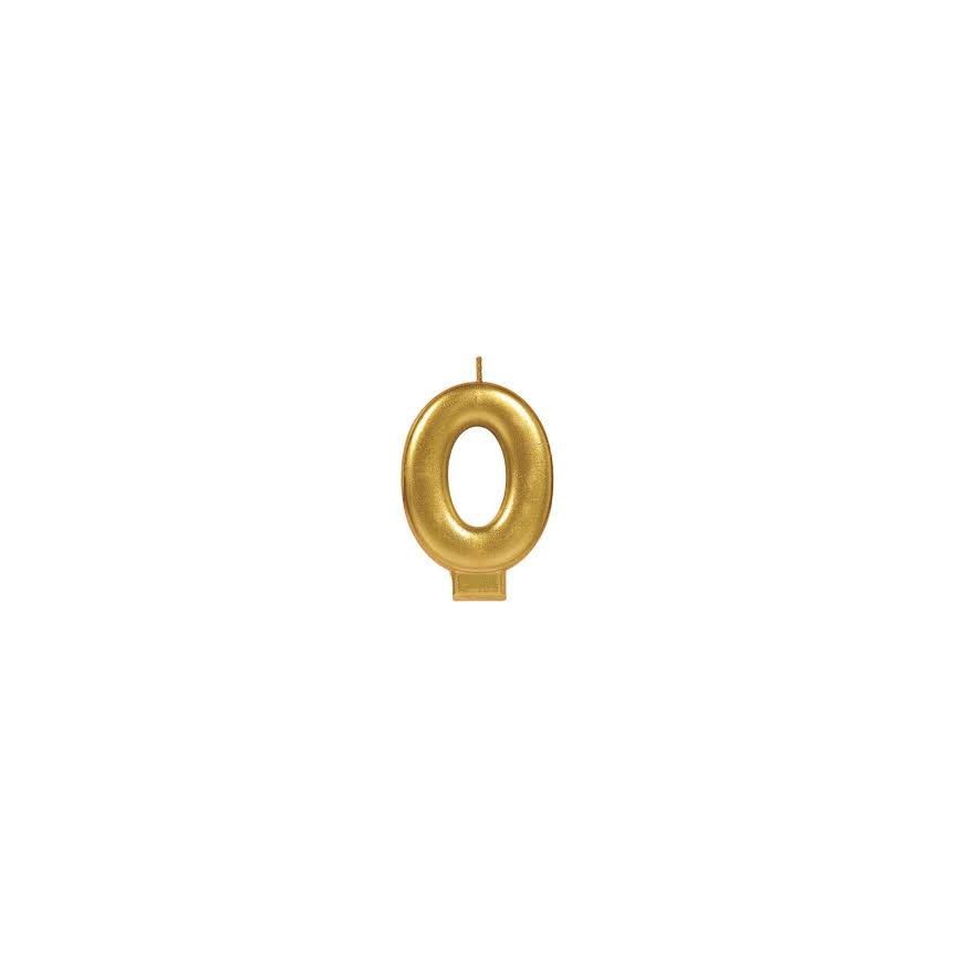 Number 0 Gold Candle