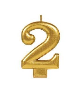 Bougie Chiffre 2 Dorée