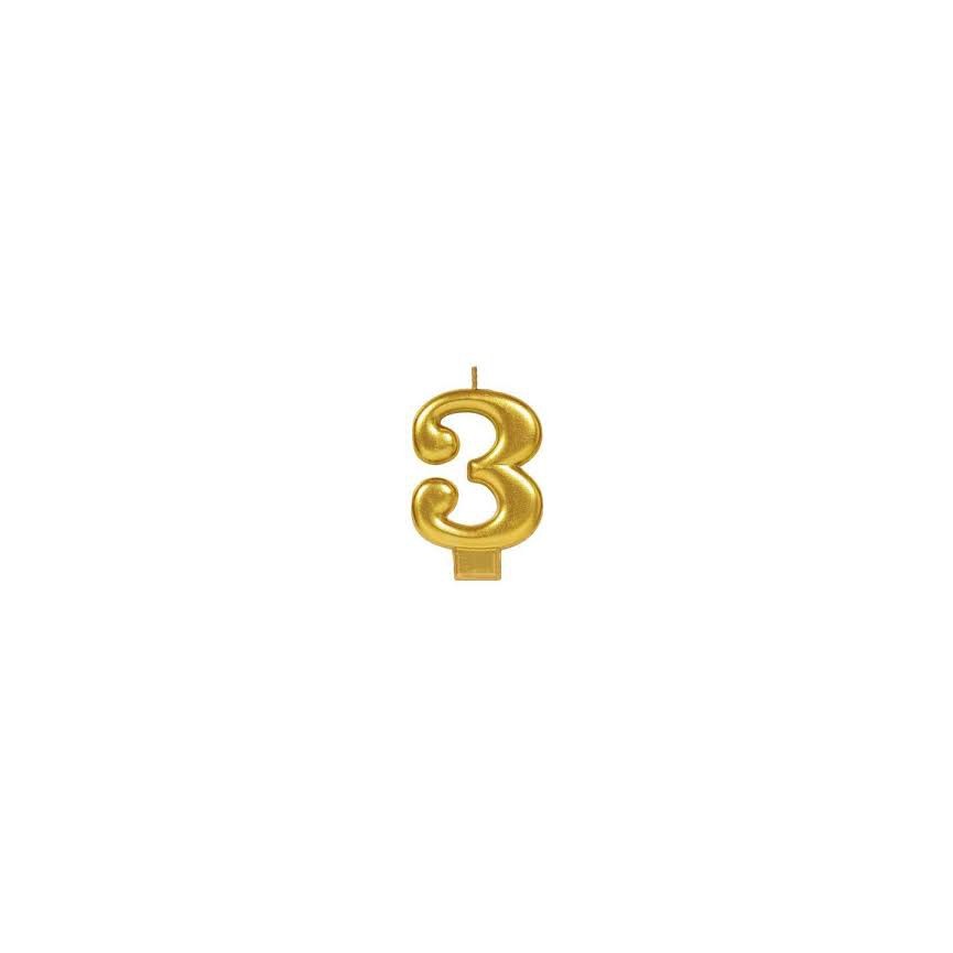 Number 3 Gold Candle