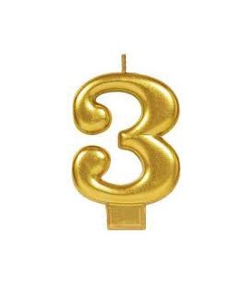Number 3 Gold Candle