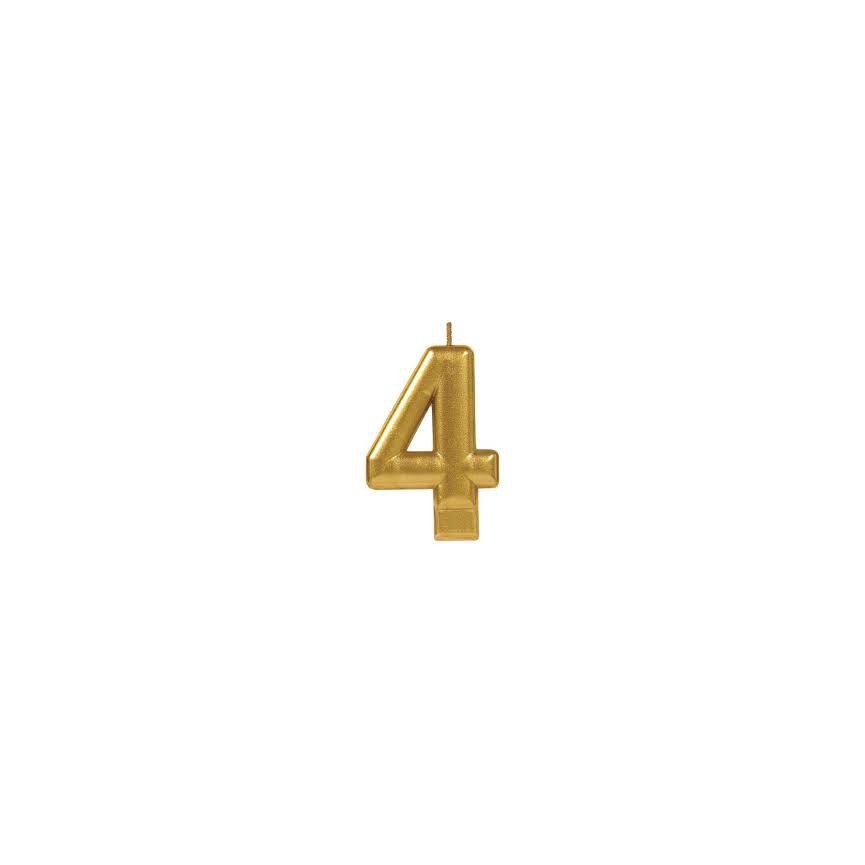 Number 4 Gold Candle